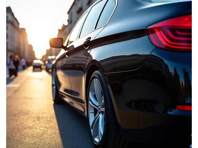 BMW Série 5 après un nettoyage extérieur détaillé, brillant sous le soleil parisien