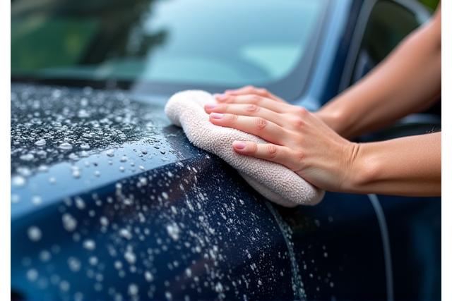 Voiture en cours de lavage extérieur